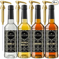 NEW Café Le Rou Variety 25.4oz Vanilla, French Vanilla, Caramel, Hazelnut (Variety, 4-pack) *Includes 4 Coffee Syrup Dispensers for Coffee, Tea and Espresso