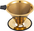 Pour Over Coffee Dripper INSINTAR Stainless Steel ReusablePour Over Drip Coffee Filter Paperless Coffee Strainer Single Cup Coffee Maker 1-4 Cup (Titanium Gold)