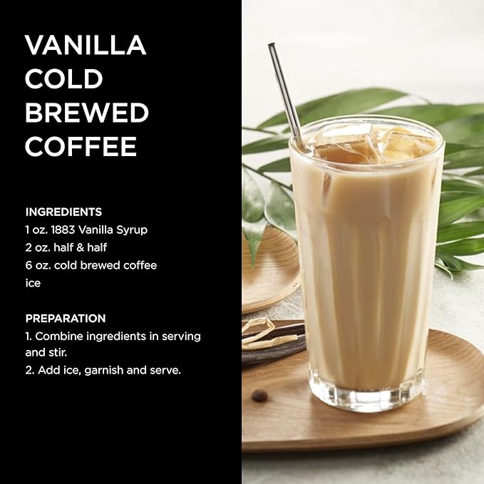 1883 Vanilla Syrup for Coffee and Drinks – Made in France – 1 Liter Glass Bottle