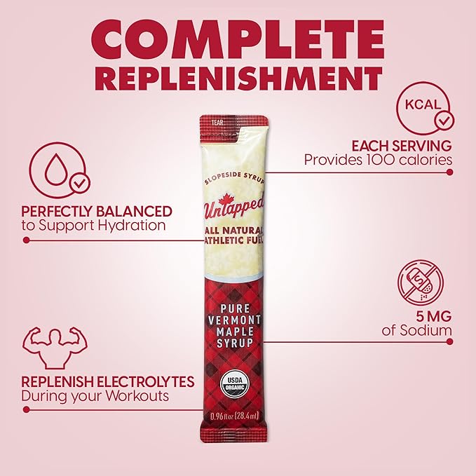 UnTapped Maple Syrup Packets Box of 20, Pack of 2 | Pure Maple Syrup Gel Packs for Runners | Single-Serve Running Energy Gels | Low Glycemic | Fuel to Keep You Running Longer