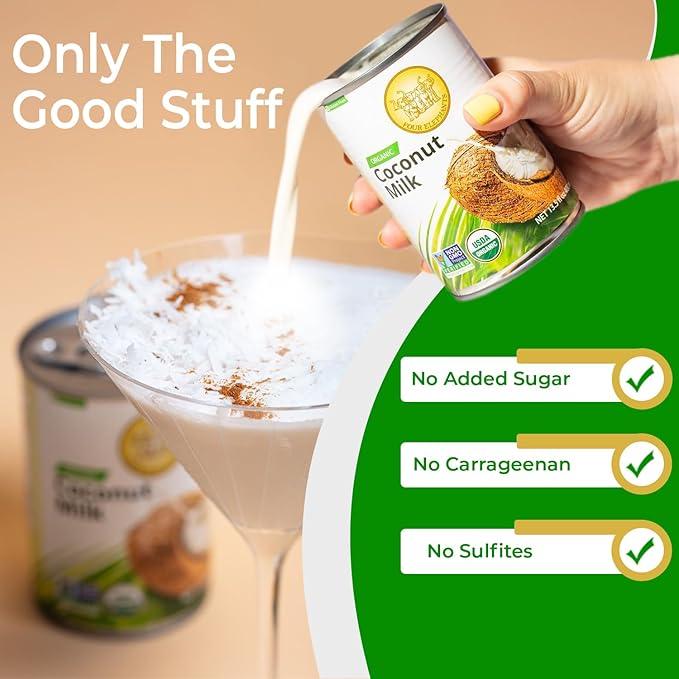 Four Elephants Unsweetened Organic Coconut Milk -13.5 Fl Oz (Canned Pack of 12) - Non-GMO, Gluten Free, USDA Organic, Kosher Certified, Easy Lid Opener