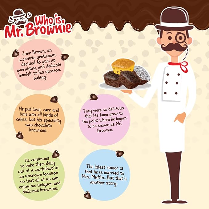 Mr. Brownie Chocolate Brownies | 8 Individually Wrapped Brownie Bites | Snack Packs for Kids & Adults | Real Belgian Chocolate