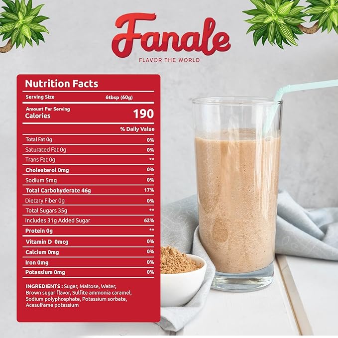 Fanale Premium Flavoring Concentrated Syrup for Bubble Tea 11 lb | Brown Sugar Flavor Syrup | for Boba Tea, Smoothies, Slushes, Desserts | 11lb | SRP240