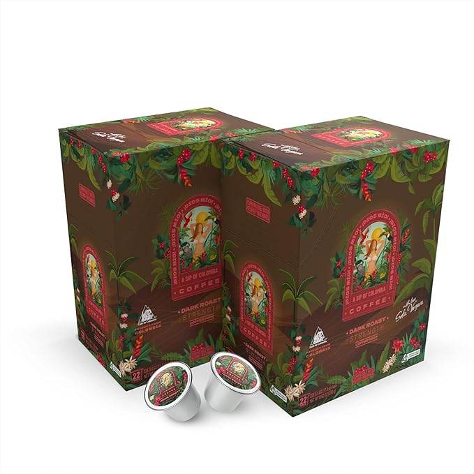 Dios Mio Coffee by Sofia Vergara, Dark Roast, K-Cup Pods, 44 Count (2 Boxes of 22 K-Cup Pods)