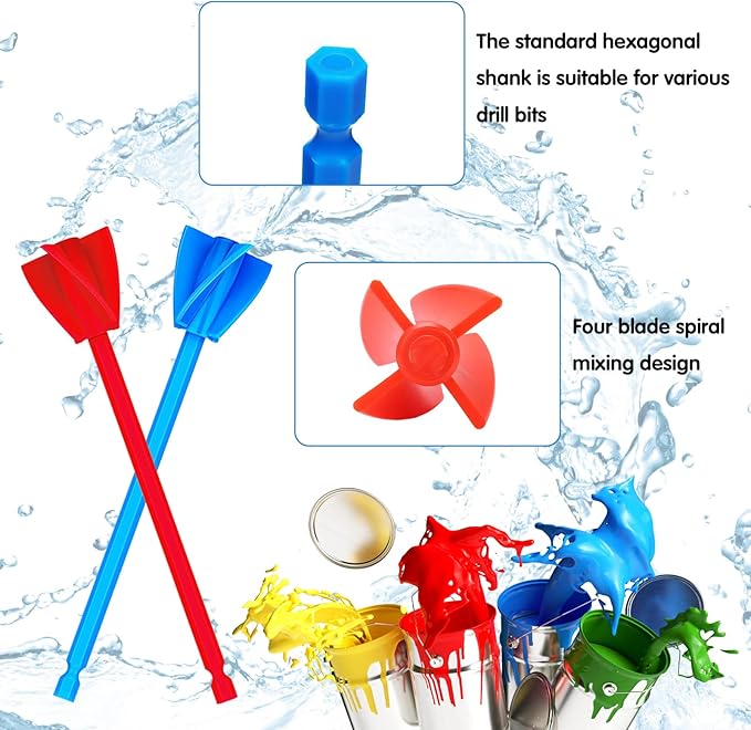 16 Pcs Epoxy Resin Mixer Paddles, Reusable Plastic Mixing Paddle Paint Stirrer for Drill, Multipurpose Helix Drill Mixer Attachment for Mixing Epoxy Resin Paint Silicone Molds, Works with Most Drills