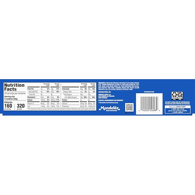 OREO Chocolate Sandwich Cookies, School Lunch Box Snacks, 2.4 Ounce (Pack of 12)