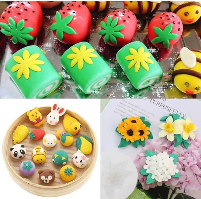 Flower Fondant Cutters,73Pcs Cake Cookie Cutter Plunger Sugarcraft Alphabet Letters Decorating Tools,Sunflower Rose Leaf Butterfly Heart Star Carnation Hollow Calyx Cutter Molds,Icing Modelling Kit