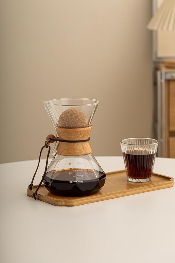 Pour Over Coffee Maker With Wood Sleeve，13.5oz/400mlPour Over Coffee Dripper,Pour Over Coffee Maker Set With Cork Stopper (13.5oz/400ml)