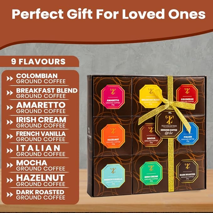 Coffee Gifts - Gourmet Coffee Gift Set |9 Ground Coffee Assortment Gift Set |Coffee Sampler Gift Set, Tasting Kit |Gifts For Coffee Lovers |Ground Coffee Gift Basket |Gifts For Men And Women