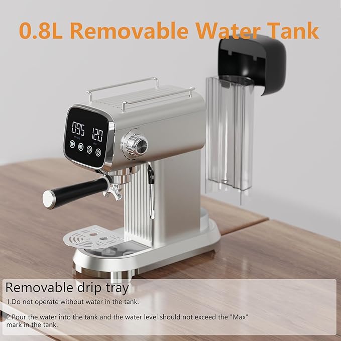 Espresso Machine with Steam Milk Frother：20 Bar Expresso Coffee Machines for Home-Espresso Maker with 27 oz Water Tank-Barista Coffee Maker for Americano Cold Brew Latte Cappuccino