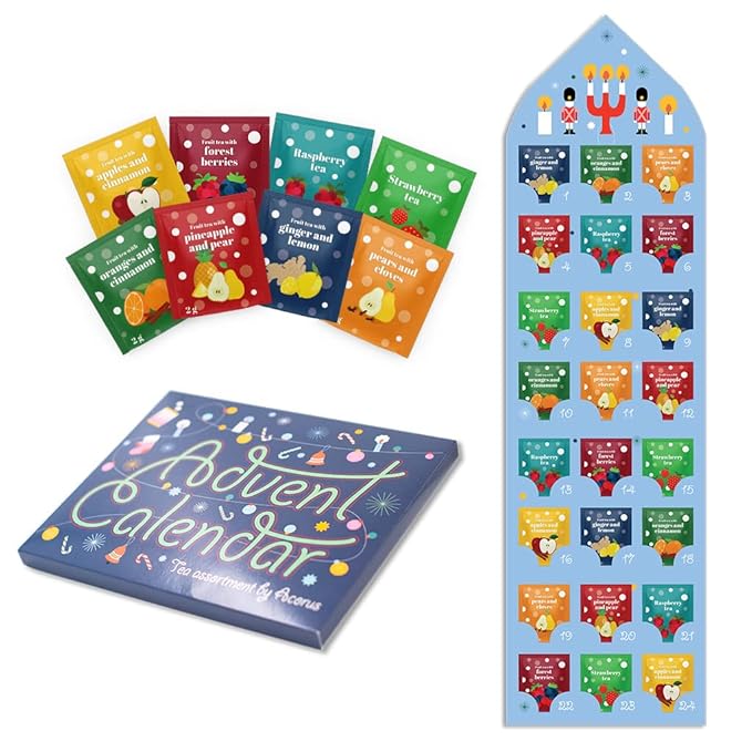 Tea Advent Calendar 2025 by Acorus – 8 Christmasy flavors – 24 tea bags For The Christmas Countdown – Gift Idea For Festive Winter Period