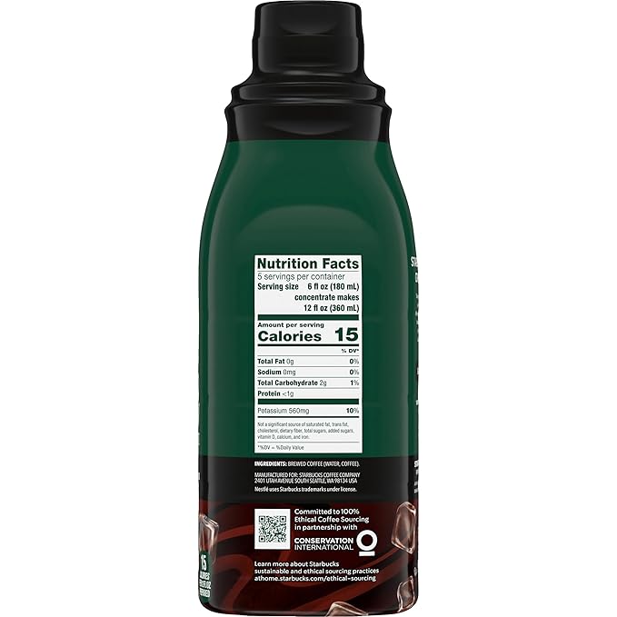 Starbucks Cold Brew Coffee Concentrate, Signature Black, 100% Arabica, Multi-Serve Bottle (32 Fl Oz)