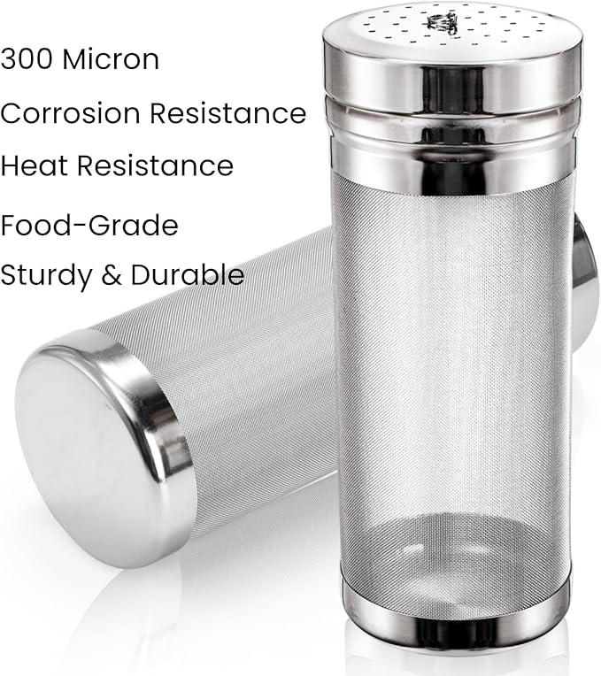 2 Pack Beer Dry Hopper Filters, 2.8 x 7 inch 300 Micron Mesh Hop Strainer with Lid, Stainless Steel Beer Hop Spider with Nylon Bristles, Brewing Filters Straining Keg for Home Coffee Wine Juice