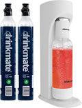 Drinkmate OmniFizz Sparkling Water and Soda Maker, Carbonates Any Drink, Bubble Up Bundle - Includes Two 60L CO2 Cylinders, One Carbonation Bottle, and Fizz Infuser (Classic White)