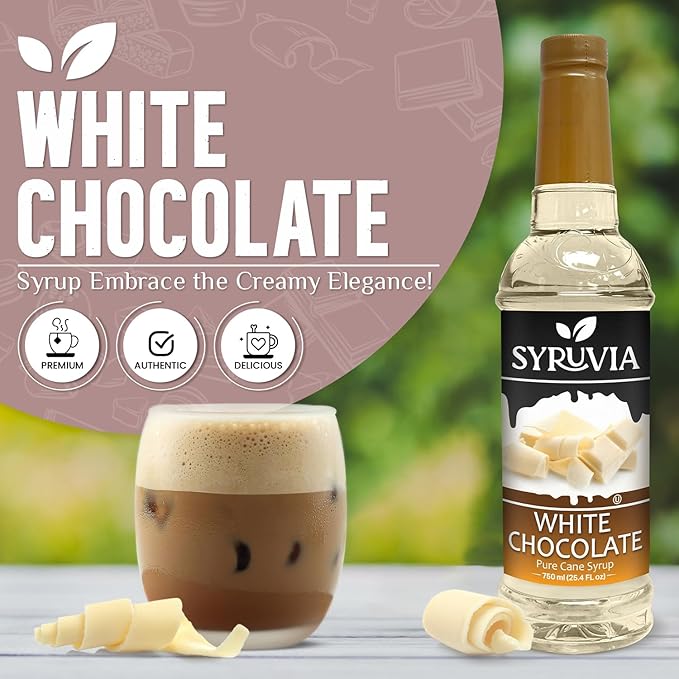 Syruvia White Chocolate Syrup for Coffee 25.4 Ounces White Chocolate Coffee Syrup