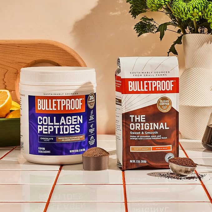 Bulletproof Chocolate Collagen Protein Powder with MCT Oil, 19g Protein, 17.6 Oz, Collagen Peptides and Amino Acids for Healthy Skin, Bones and Joints, Packaging May Vary