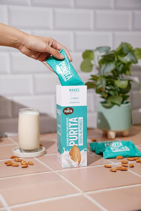 La Purita 100% Pure Unsweetened Almond Milk Concentrate Cream – Makes 128 Fl Oz (16 Servings) – Just Add Water and Blend – Vegan, Dairy-Free, Keto, Gluten-Free