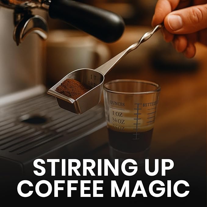 Rattleware Stainless Steel Spoon Twist - Espresso Spoon with Graduated Measure and Scraper Front - Perfect for Precision Coffee Making