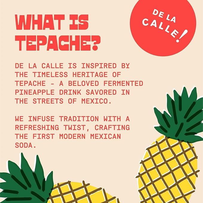 De La Calle Tepache - Naturally Fermented Pineapple Beverage, Antioxidant Rich, Certified Organic, Fermented, Low Sugar (Core Variety Pack) - Sparkling Juice - 12-Pack