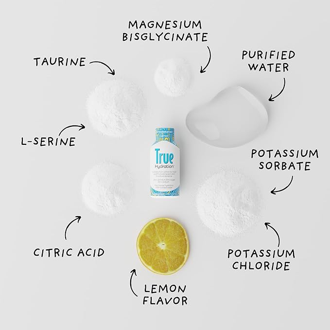 True Hydration Shots Unsweetened Lemon Flavor – 12 Pack of 1.93 fl oz Shots – Electrolytes – Amino Acids – Zero Sugar – Zero Sodium – Vegan – Gluten-Free Hydration