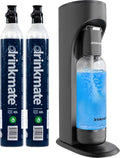 Drinkmate OmniFizz Sparkling Water and Soda Maker, Carbonates Any Drink, Bubble Up Bundle - Includes Two 60L CO2 Cylinders, One Carbonation Bottle, and Fizz Infuser (Matte Black)