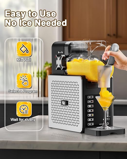 Fiii Slushie Machine 92 oz, Slushy Machine for Home, 6 Preset Programs, Quiet Operation, LED Display, Auto-Clean, No Ice Needed, Perfect for Milkshakes, Margarita Smoothie, Frappes and More