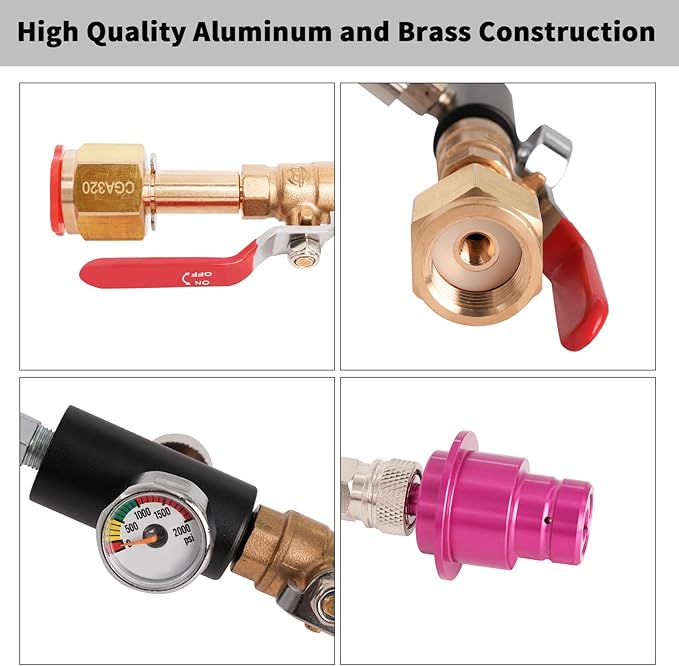 Soda Hose Kit Soda Maker Quick Connect Co2 Adapter with Flow Control Ball Valve Compatible with Gaia Terra DUO Art Soda Machine, 60inch High Pressure Stainless Steel Hose