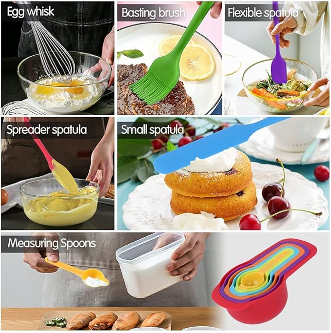 Mixing Bowls Set with Airtight Lids: 20PCS Stainless Steel Nesting Bowls - Size 7, 4, 3, 2, 1.5, 1QT Bowls with 3 Grater Attachments & Non-Slip Bottoms for Baking & Prepping