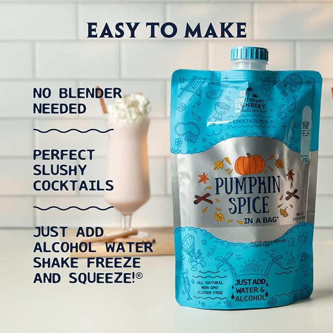 Lt. Blender's Pumpkin Spice in a Bag Cocktail Mixer - Each Bag Makes 1/2 Gallon of Cocktails - Add Alcohol or make as a Mocktail (Pack of 3)
