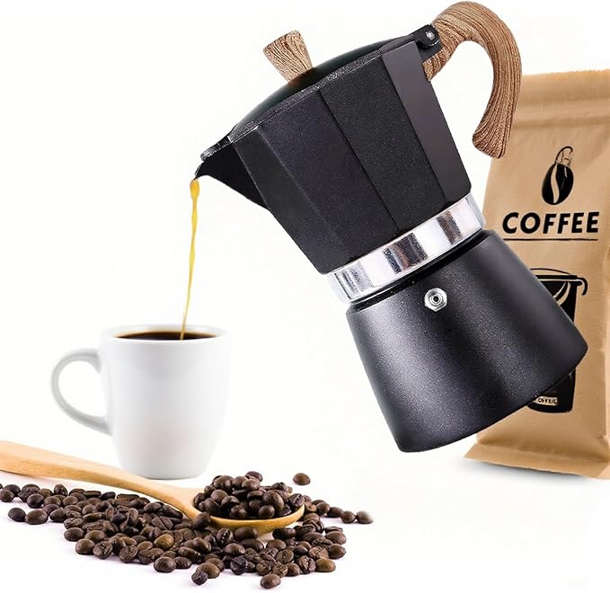 AIFUSI Moka Pot, Italian Coffee Pot 6 Cup/10 oz Stovetop Espresso Maker Stovetop Camping Manual Cuban Coffee Percolator Machine Italian Espresso Greca Coffee Maker Brewer Percolator