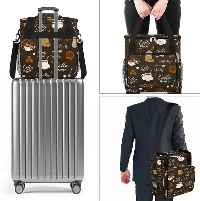 coffee sugar coffee beans Coffee Maker Carring Bag Travel Carrying Storage Tote Bag Compatible with Keurig K-Mini or K-Mini Plus Portable Single Serve Coffee Brewer Case with Pockets for K-cup Pods