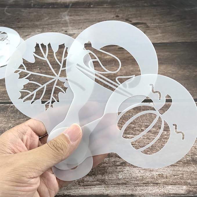 25Pcs Coffee Decorating Stencils, Reusable Cookie Cake Latte Art Stencils Templates Mold Tools, Magnoloran Foam Barista Templates for Decorating Oatmeal Cupcake Cake Cappuccino Mousse Hot Chocolate