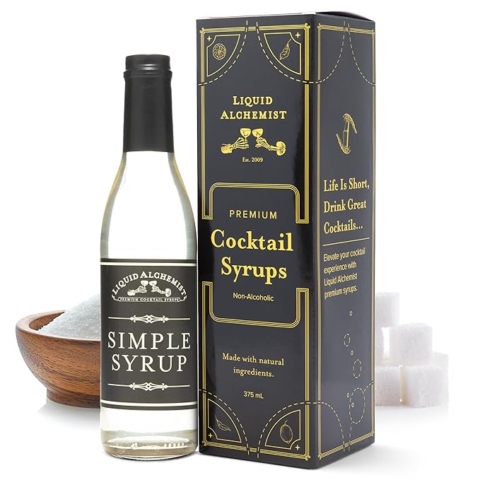 Liquid Alchemist Simple Syrup for Cocktails - Real Ingredients Make our Simple Sugar Syrup the Perfect Old Fashioned Mix - Our Drink Mix is Non-GMO Gluten Free & Vegan (12 oz)