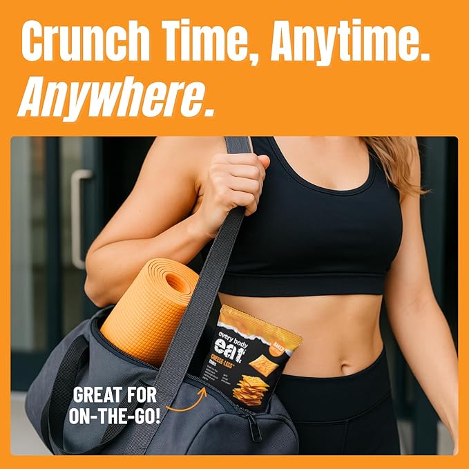 Every Body Eat Snack Thins, Gluten & Dairy Free, Vegan, School Safe Lunch Snacks, Cheese-Less (20 Single Serve Bags, 1.1oz)