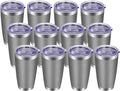 VEGOND 20oz Tumbler with Lid and Straw Stainless Steel Tumbler Cup Bulk Vacuum Insulated Double Wall Travel Coffee Mug Powder Coated Coffee Cup(Grey 12 Pack