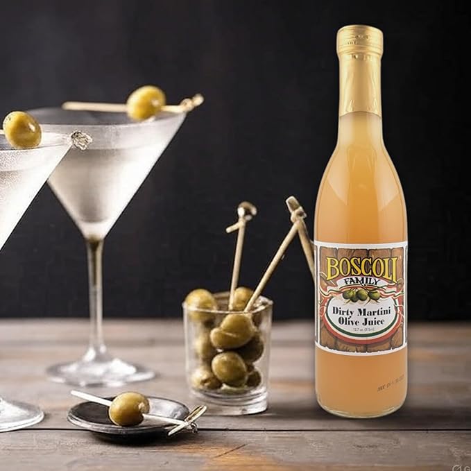 Boscoli Dirty Martini Olive Juice - 12.7 oz Bottle, Pack of 3, All Natural, Gluten-Free - Premium Cocktail Mixer for Martinis & Bloody Marys