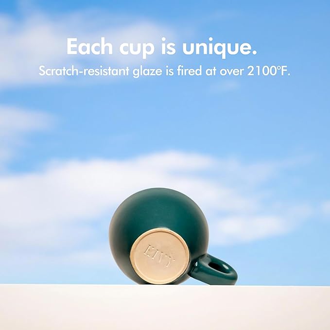KIVY Cappuccino cups [4x 8oz] - Thick-walled stoneware cappuccino cup set for latte art - Latte mugs - Latte cup set - Small coffee cups - Latte art cup - Ceramic latte cup and saucer set of 4