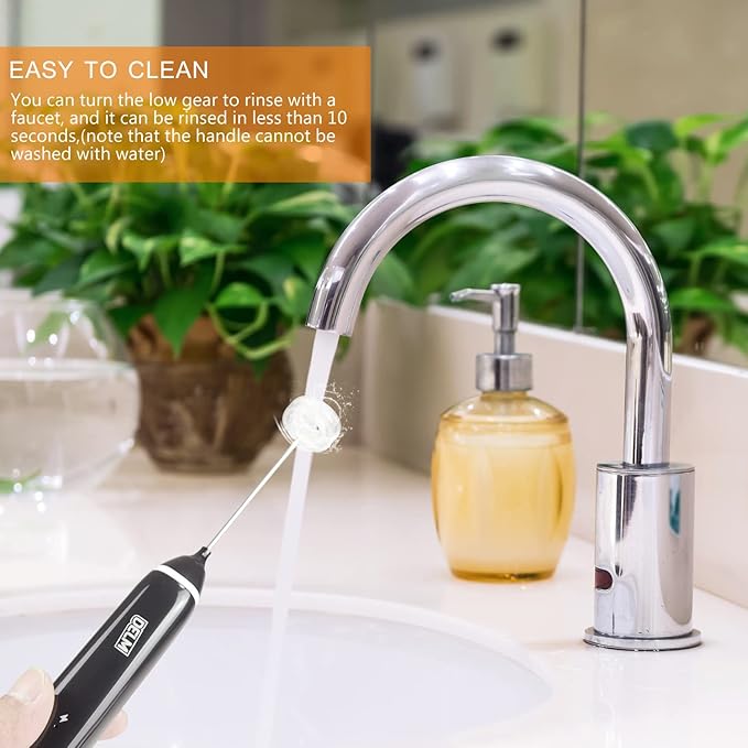 Delm Milk Frother Electric USB Stainless Steel Accessory - Frother Wand Foam Maker for Lattes - Milk Frother Handheld for Cappuccino, Frappe, Matcha, Hot Chocolate - Frother for Coffee (white)