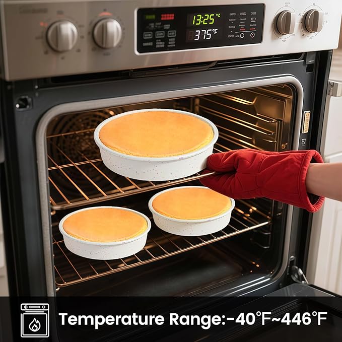 Vinino 8 Inch Silicone Round Cake Pan with Metal Reinforced Frame, Nonstick Silicone Springform Pan for Baking Suitable for Making Layers, Cheese & Chocolate Cakes