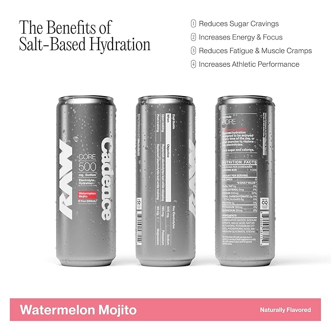 Cadence Electrolyte Drink - Watermelon Mojito Flavor, 355ml x 12 | Science-Backed Hydration | Zero Sugar, Zero Caffeine | Vegan, Keto & Paleo Friendly | Sodium, Potassium & Magnesium for Performance & Recovery