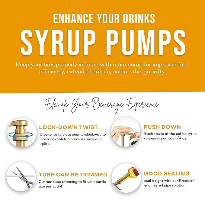 Jimoco® Syrup Pump Dispenser + Torani® Salted Honey Butter Syrup, 25.4 oz - Coffee Syrup Pump & Flavoring Bundle