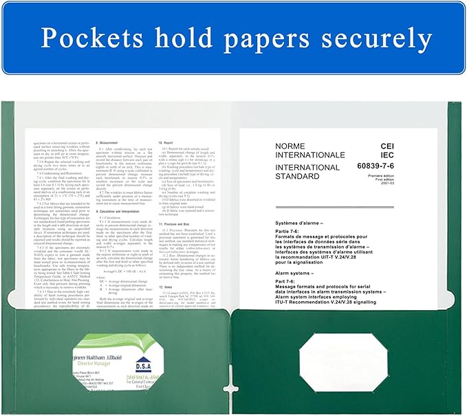 Zzrywuty File Folders with Pockets Letter Size, 25-Pack Paper Folders with Card Slot, Two Pocket Folders for School Students, Businessmen, Home and Office Workers（Dark Green）