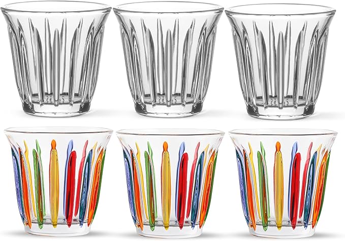 MHW-3BOMBER Espresso Coffee Glasses Set of 6 Drinking Glasses 8.1OZ Latte Glasses for Beverage, Water, Whiskey, Juice, Cocktail, Beer G6195-0S