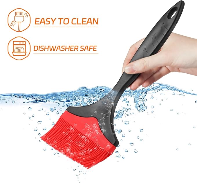 Large Silicone Basting Pastry Brush - 3.95inch Extra Wide Silicone Basting Brush for Grilling,Heat Resistant Brushes Spread Oil Butter Sauce for Cooking Baking BBQ,Dishwasher Safe,Set of 2