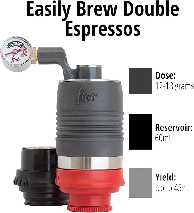 Flair The NEO Flex: UPDATED Direct Lever Manual Espresso Maker for Home with a Pressure Gauge and Two Portafilters - Brew Cafe Quality Espresso