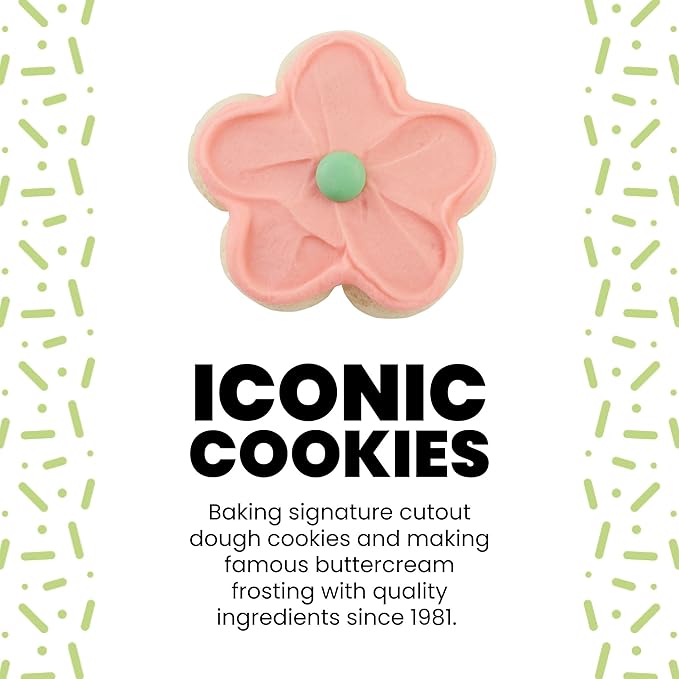 Cheryl's Cookies® Floral Cookie Gift Box Tin w/ 10 Buttercream-Frosted Flower Sugar Cookies, Fruit Flavored, Individually Wrapped, Gourmet, Handmade, Perfect for Any Occasion, Family & Friends