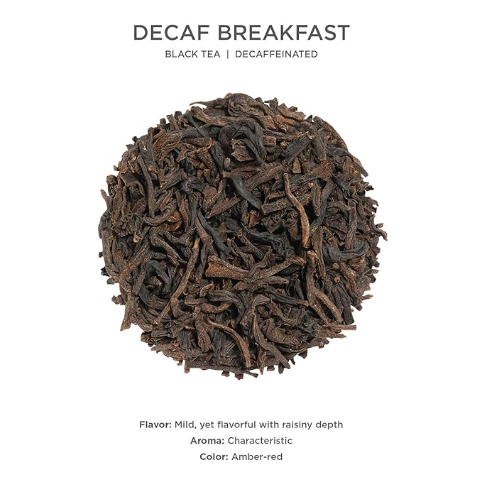 Tea Forte Decaf Breakfast Premium Loose Leaf Caffeine-Free Black Tea Blend Canister, Makes 35-50 Cups