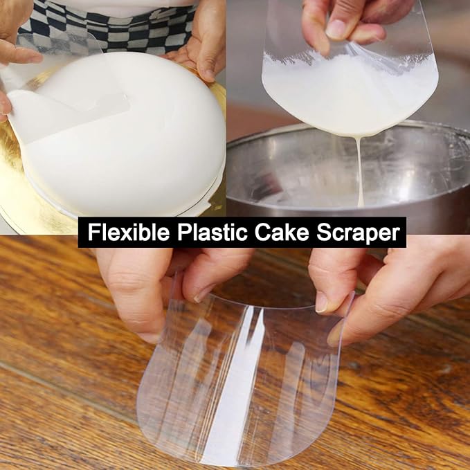 Anvin Cake Scraper Smoother Cake Icing Tool Set, Plastic Scraper Cake Frosting Scraper Smoother Combo for Buttercream Edge Decorating Cake Smoother Flexible for Baking Birthday DIY Kitchen (10 Pcs)