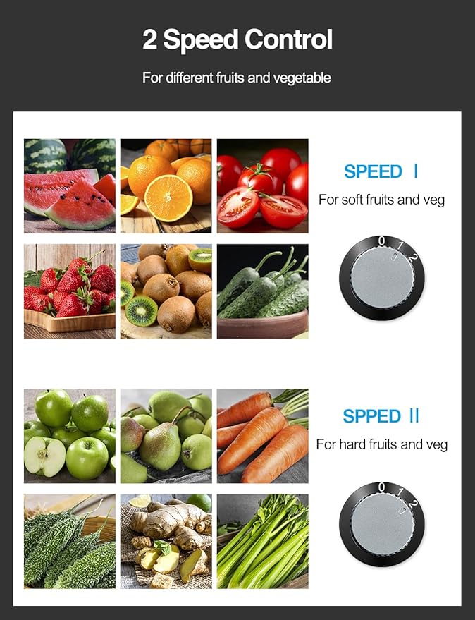 Juicer Machine, 800W Centrifugal Juicer Extractor with Wide Mouth 3” Feed Chute for Fruit Vegetable, Easy to Clean, Stainless Steel, BPA-free (Metallic Black)