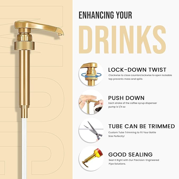 Jimoco® Syrup Pump Dispenser + Torani® Sugar Free French Vanilla Syrup, 25.4 oz - Coffee Syrup Pump & Flavoring Bundle